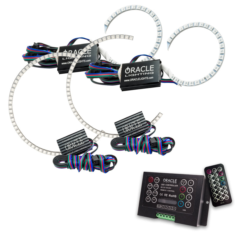 Oracle Chevrolet Impala Halo Kit featuring ColorSHIFT technology with a 2.0 controller, showcasing bright LED rings.