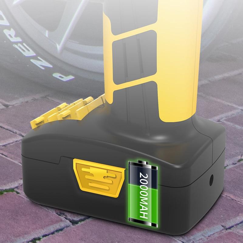 Portable Tire Inflator Air Pump with LCD display and LED lights, designed for quick tire inflation.