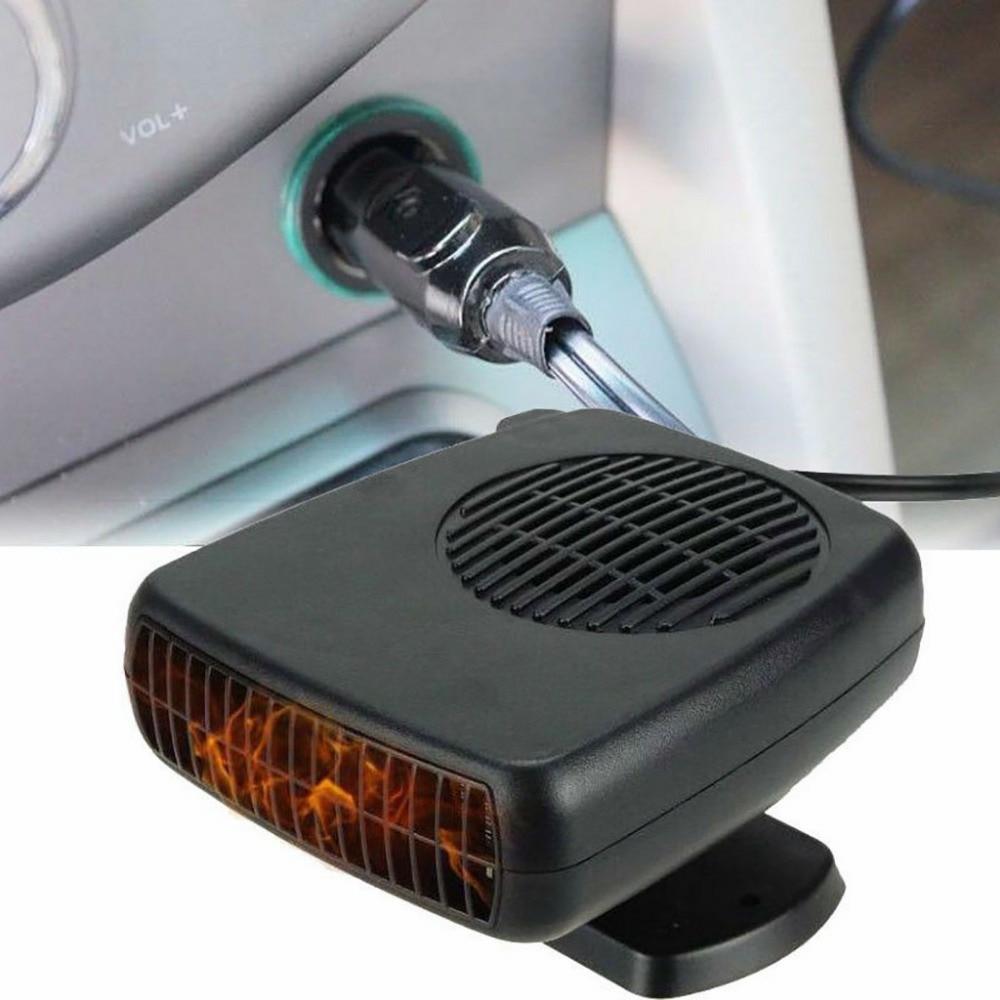 Powerful 200W 2 in 1 Car Heater Windshield Defroster with a compact design, featuring a heating outlet and a cigarette lighter plug.