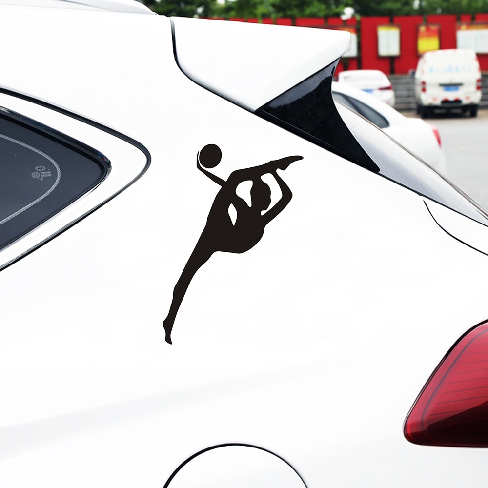 Silhouette of gymnast car sticker.