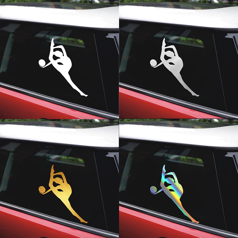 Silhouette dancer stickers on car window.