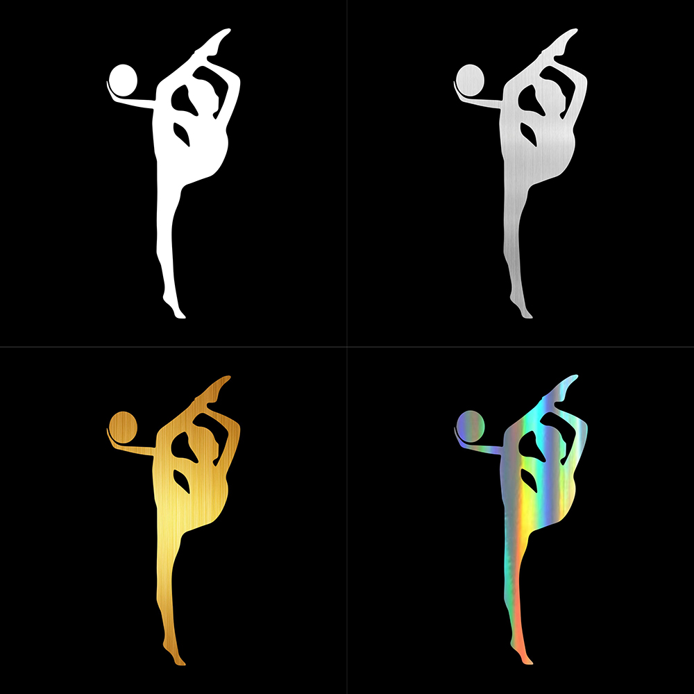 Silhouettes of rhythmic gymnast performing