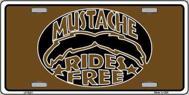 Brown mustache rides free plate.