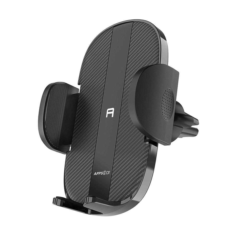 Solid Air Vent Phone Mount securely holding a smartphone in a vehicle's air vent, showcasing its padded grip and rotatable design.