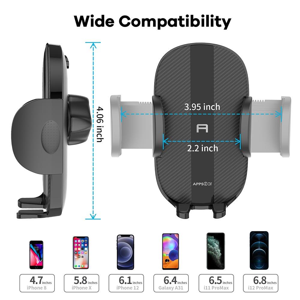 Solid Air Vent Phone Mount securely holding a smartphone in a vehicle's air vent, showcasing its padded grip and rotatable design.