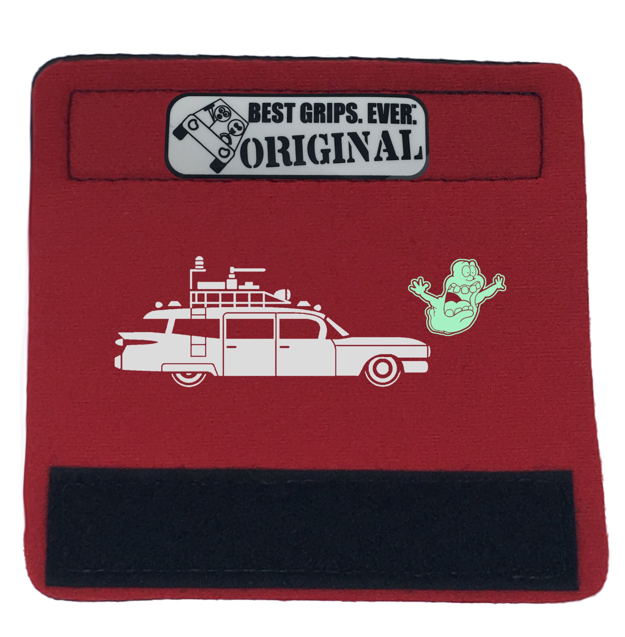 The Ghostbuster Grip featuring Slimer artwork that glows in the dark, designed for vehicle comfort and style.