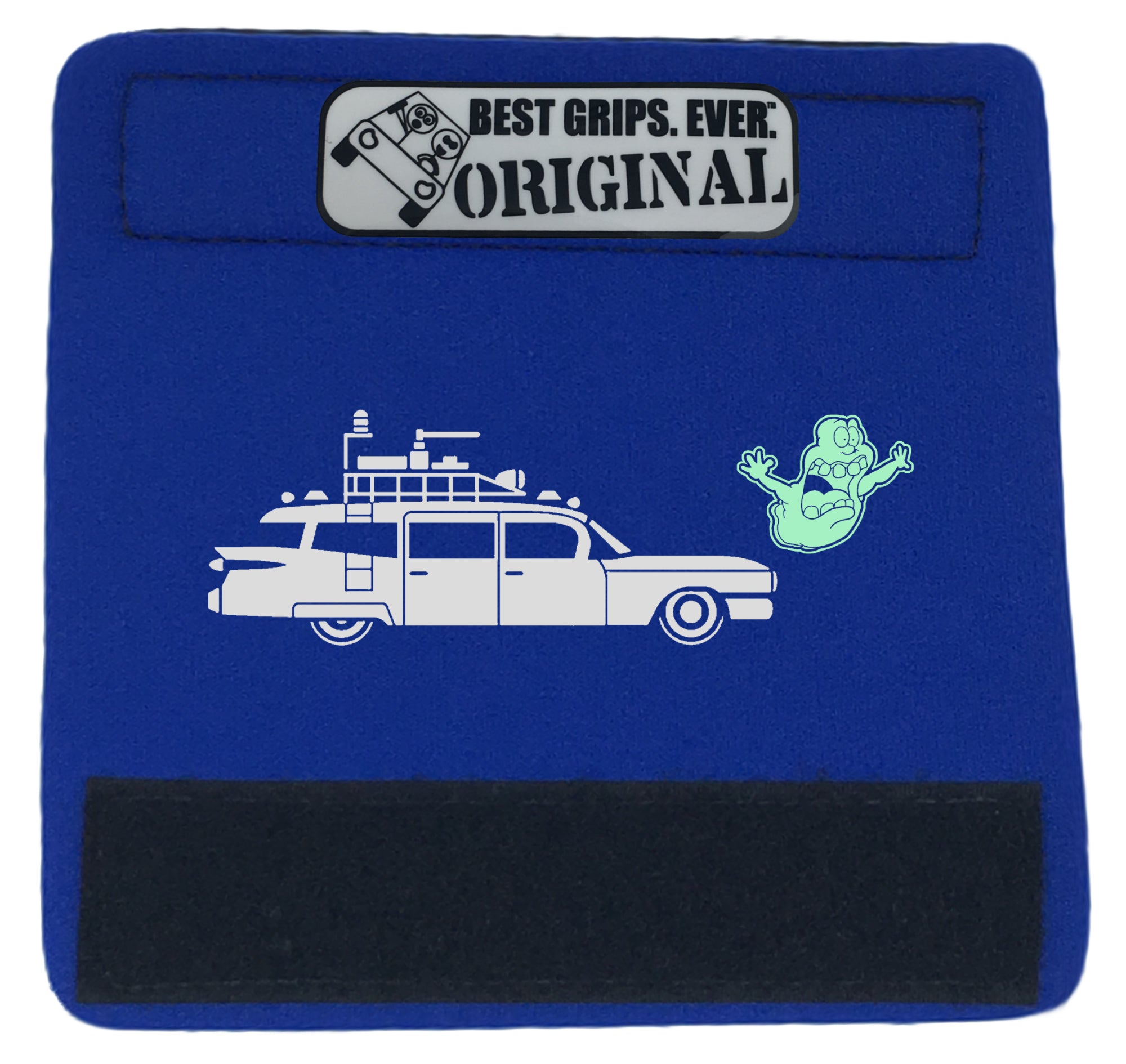 The Ghostbuster Grip featuring Slimer artwork that glows in the dark, designed for vehicle comfort and style.