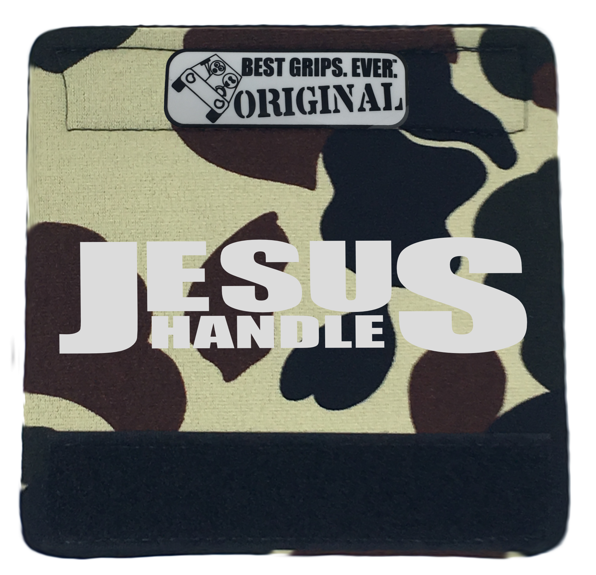 The Jesus Handle featuring smooth artwork and a soft base, designed for vehicle comfort and style.