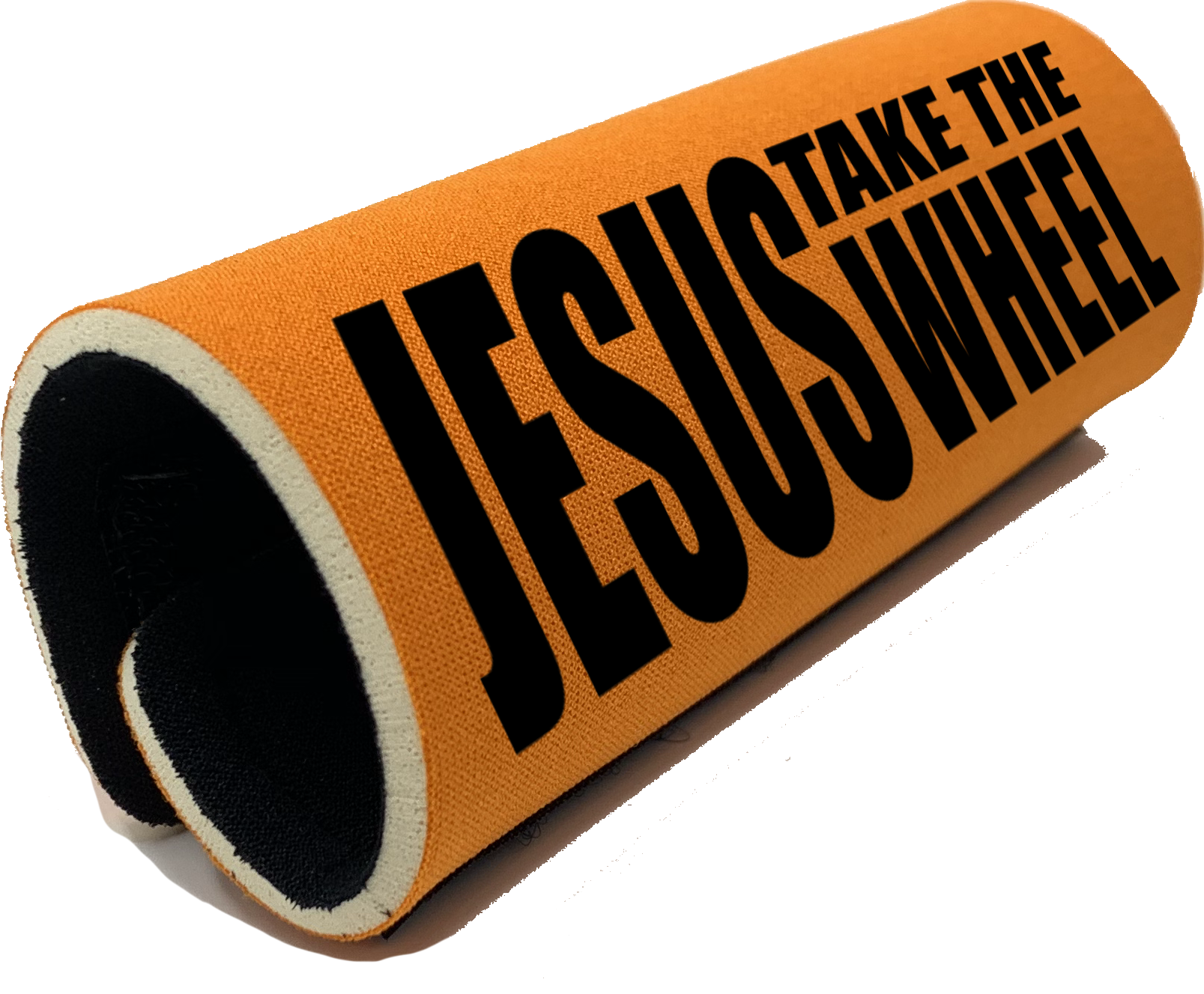 Jesus Take the Wheel Grip featuring smooth artwork and a soft base, designed for comfort and style in any vehicle.