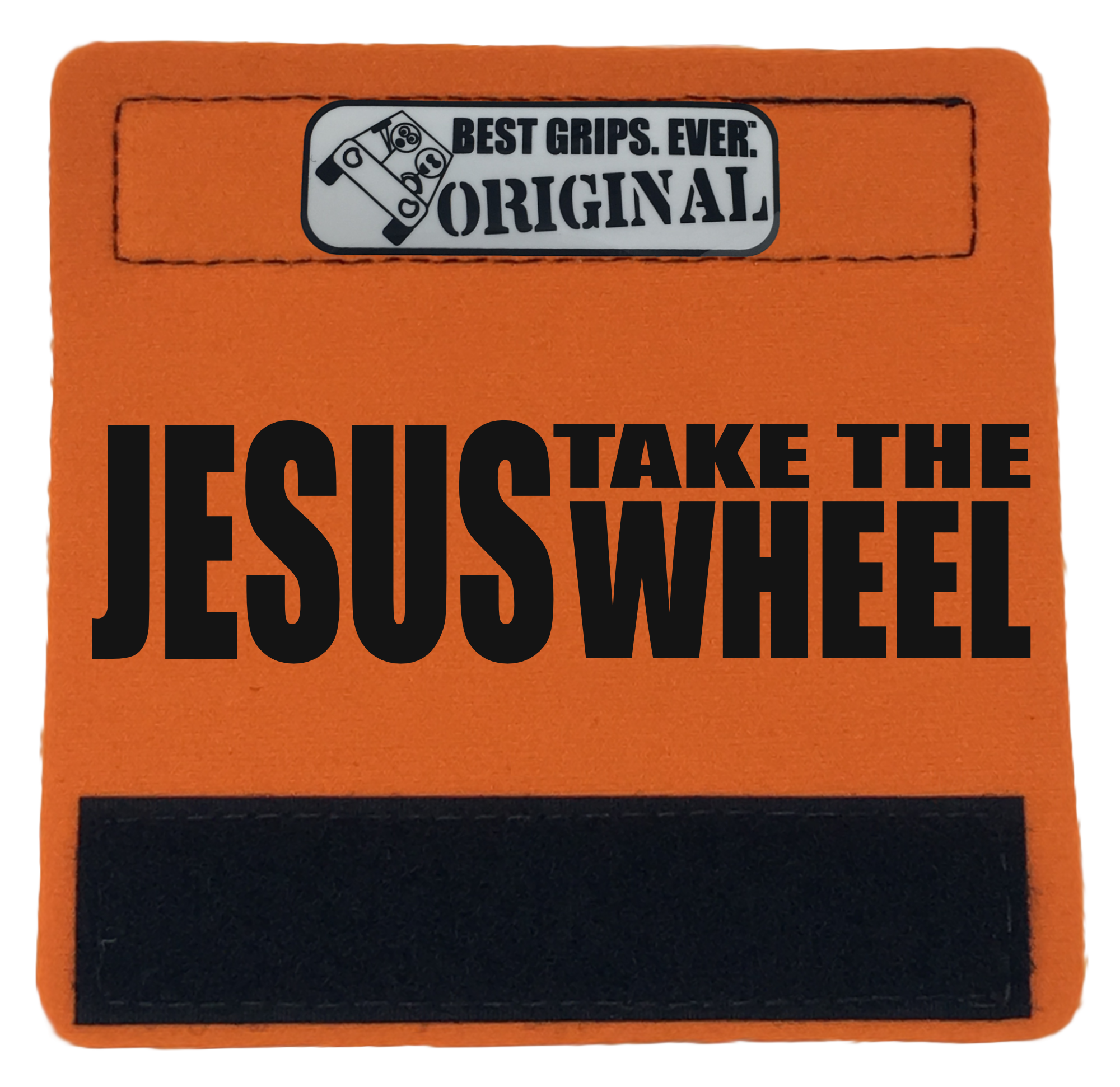 Jesus Take the Wheel Grip featuring smooth artwork and a soft base, designed for comfort and style in any vehicle.