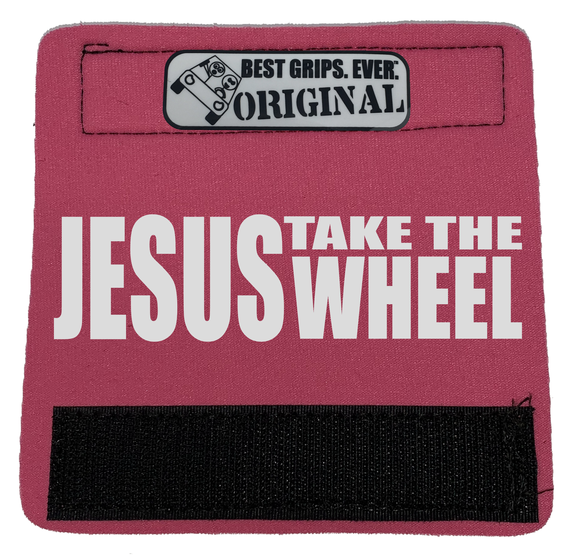 Jesus Take the Wheel Grip featuring smooth artwork and a soft base, designed for comfort and style in any vehicle.