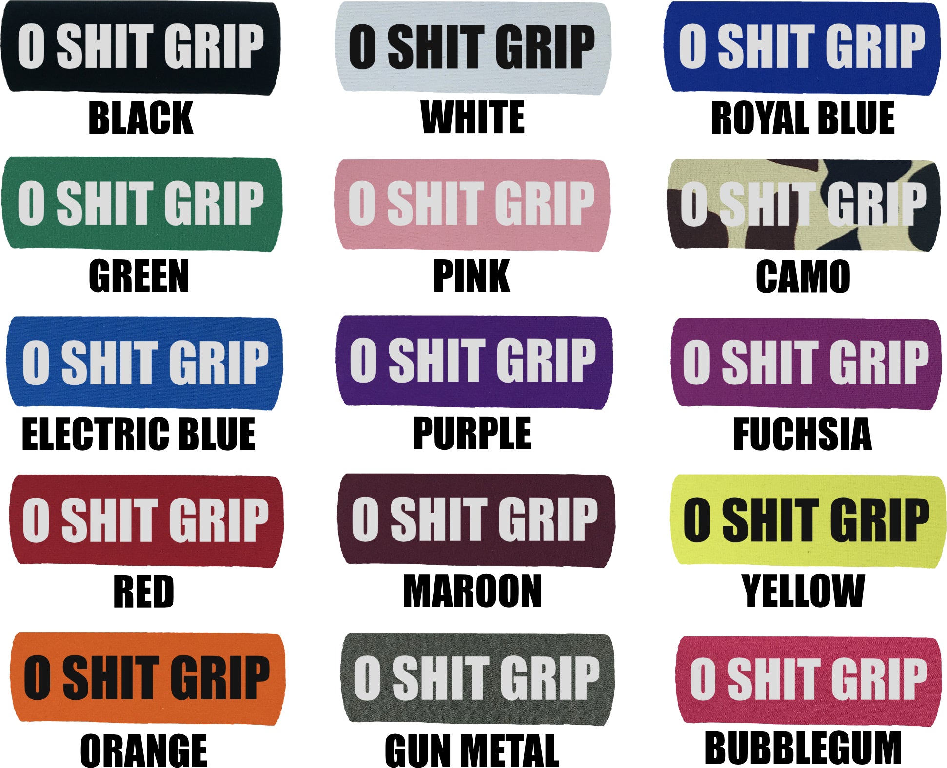 The O Shit Grip® featuring smooth artwork and a super-soft base, available in various colors for a fun vehicle accessory.