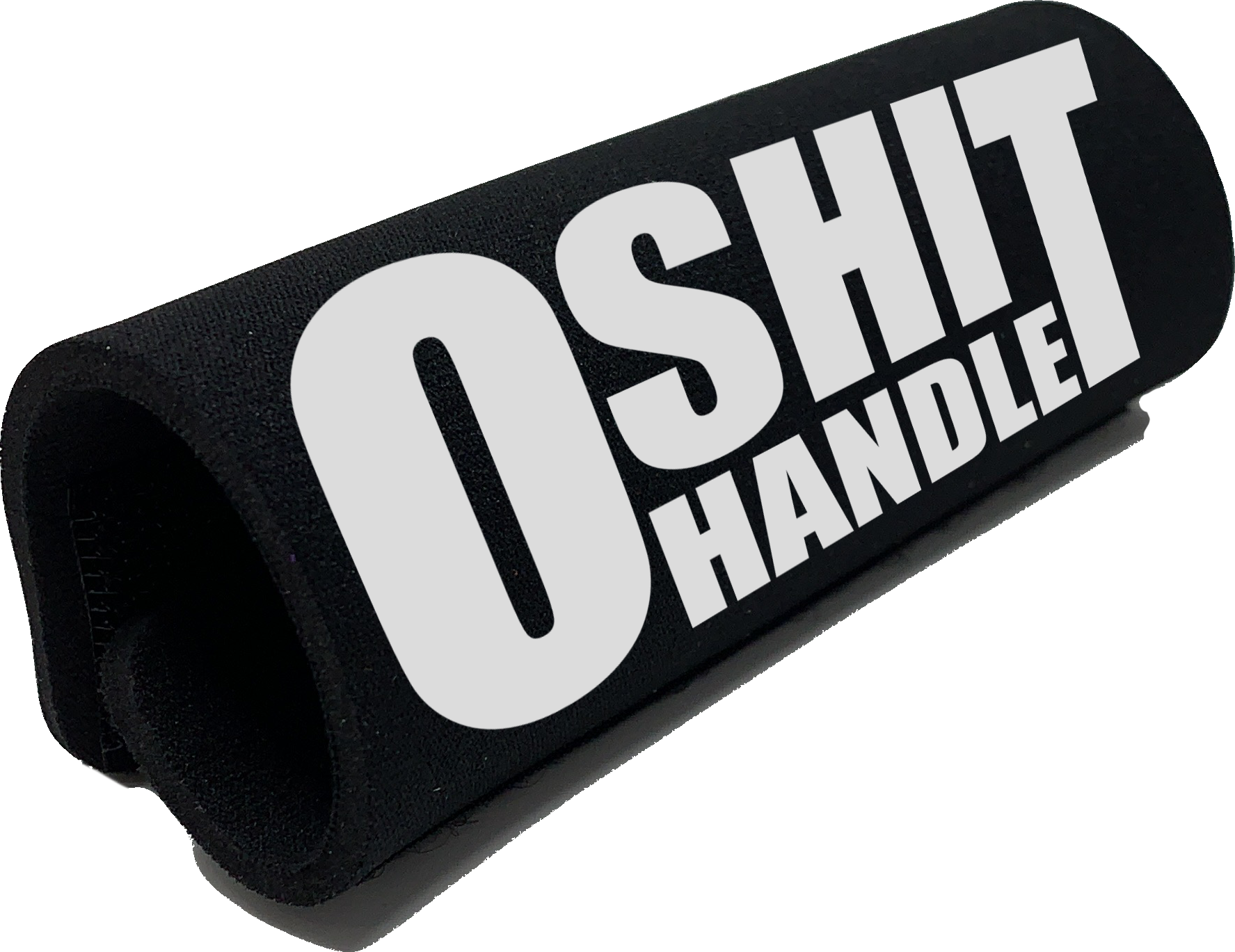 The O Shit Handle® featuring smooth artwork and a super-soft base, available in various colors for vehicle customization.