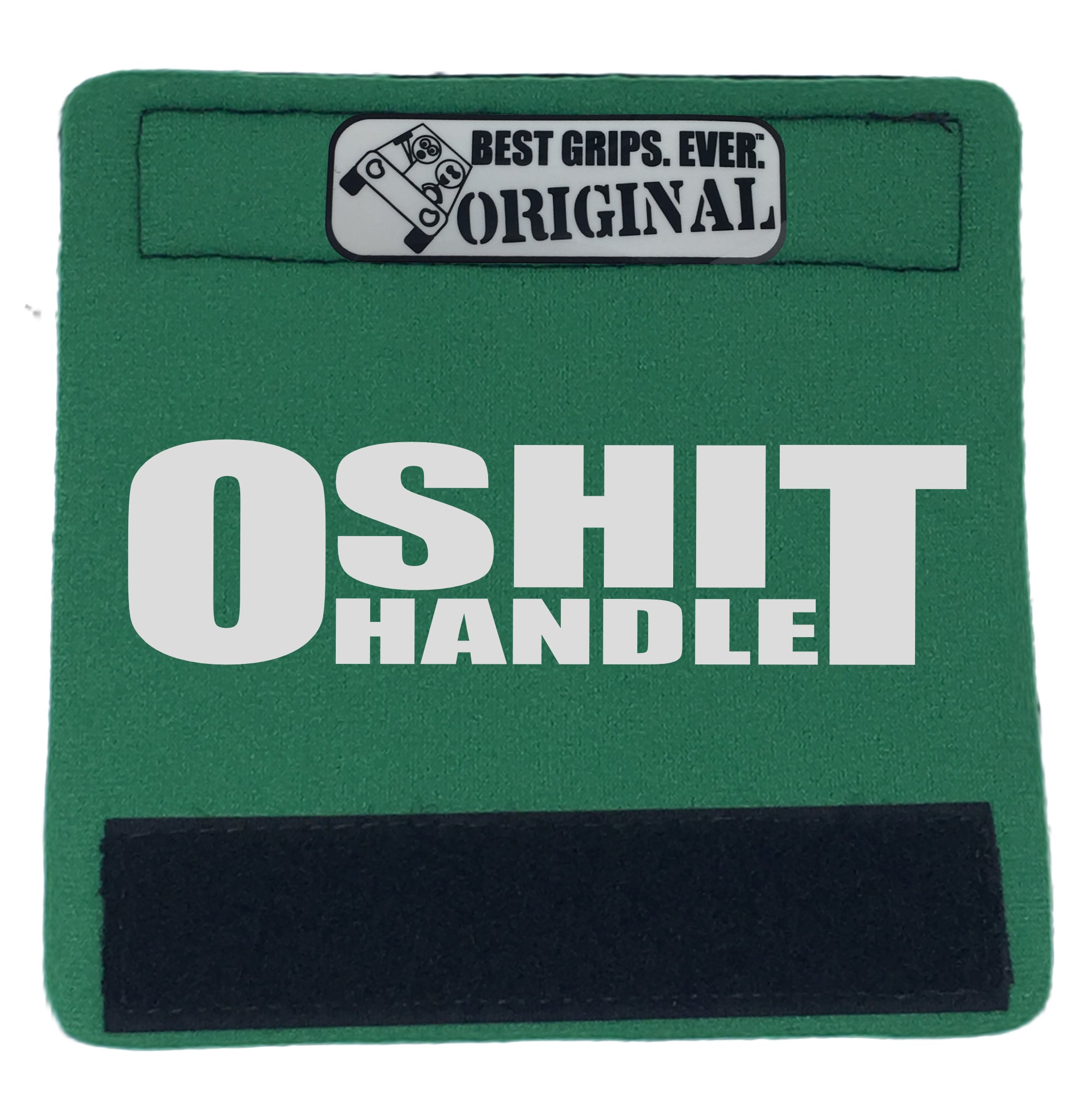 The O Shit Handle® featuring smooth artwork and a super-soft base, available in various colors for vehicle customization.