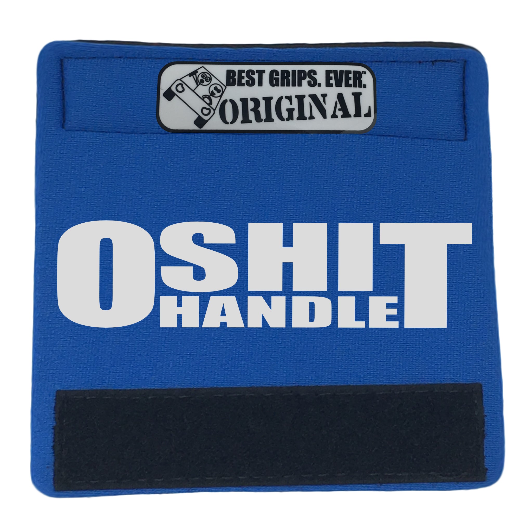 The O Shit Handle® featuring smooth artwork and a super-soft base, available in various colors for vehicle customization.