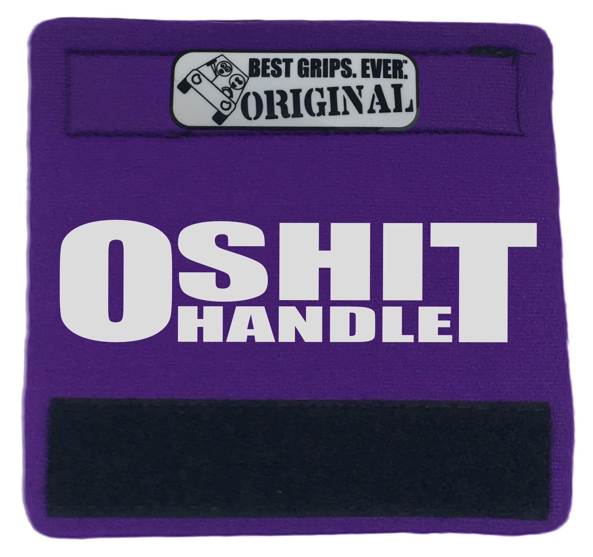 The O Shit Handle® featuring smooth artwork and a super-soft base, available in various colors for vehicle customization.