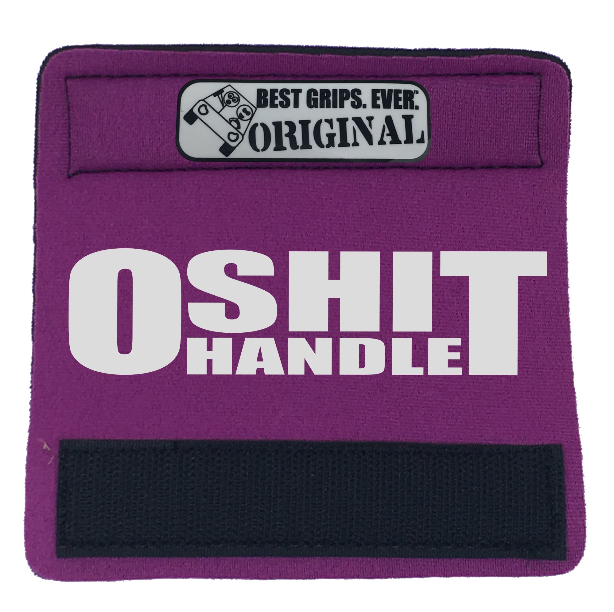 The O Shit Handle® featuring smooth artwork and a super-soft base, available in various colors for vehicle customization.