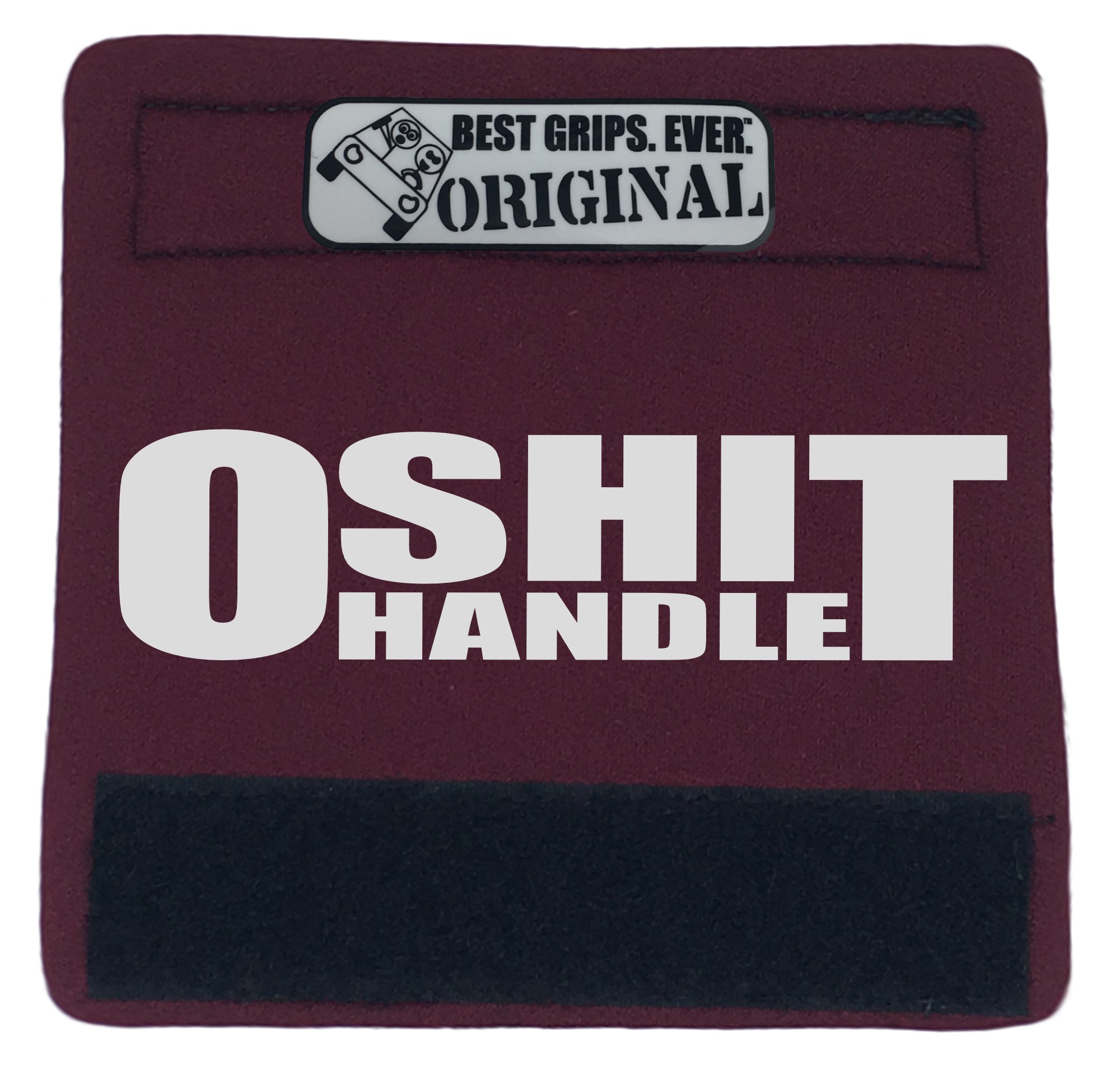 The O Shit Handle® featuring smooth artwork and a super-soft base, available in various colors for vehicle customization.