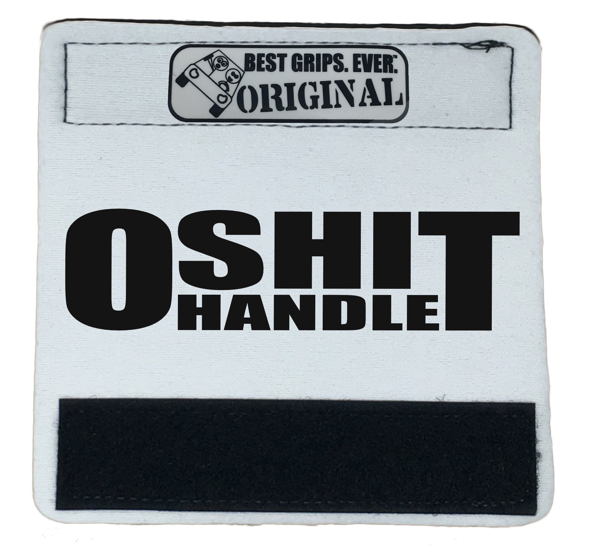 The O Shit Handle® featuring smooth artwork and a super-soft base, available in various colors for vehicle customization.