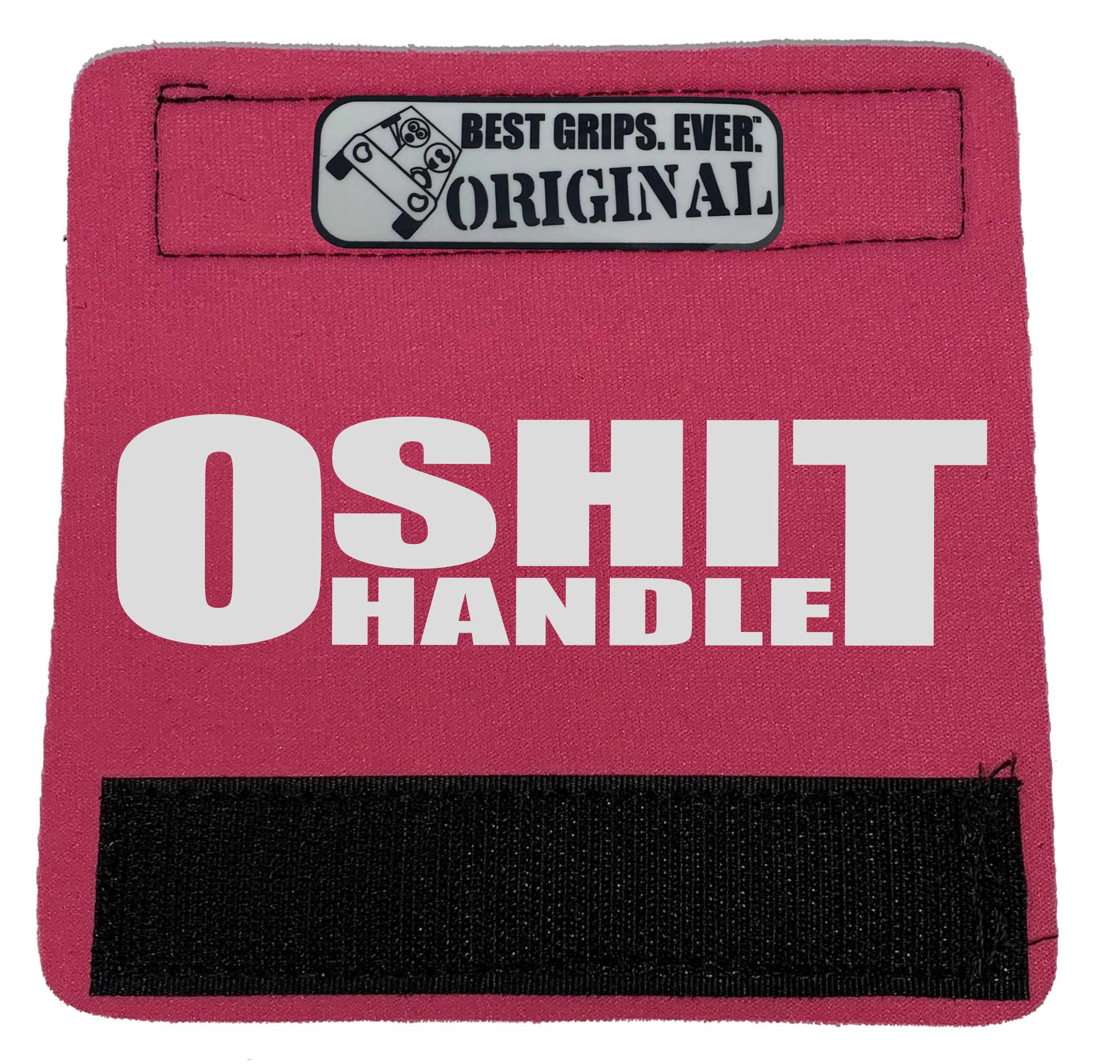 The O Shit Handle® featuring smooth artwork and a super-soft base, available in various colors for vehicle customization.