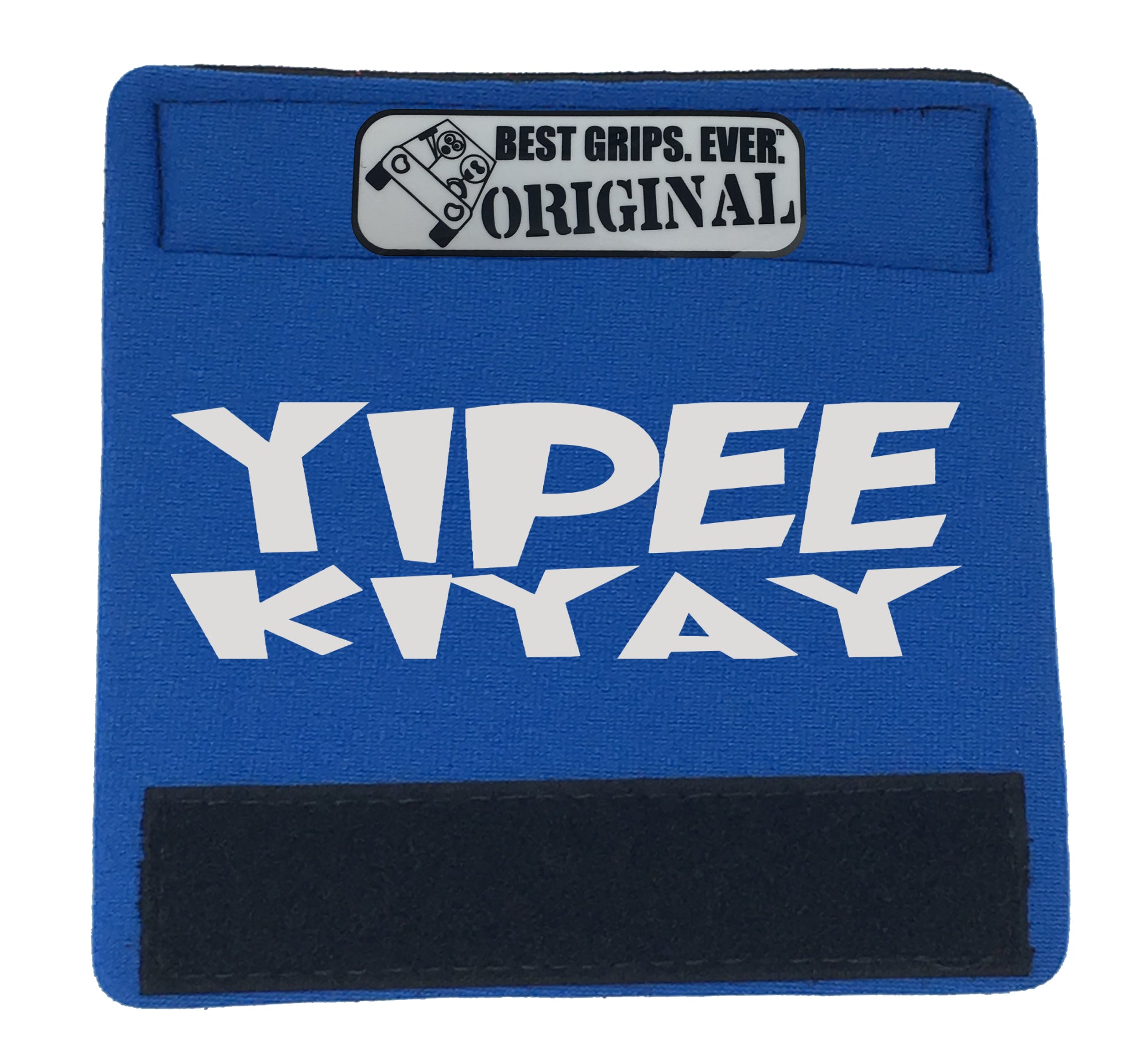 The YIPPIEKIYAY Grip featuring smooth artwork and a soft base, designed for comfort and style in any vehicle.