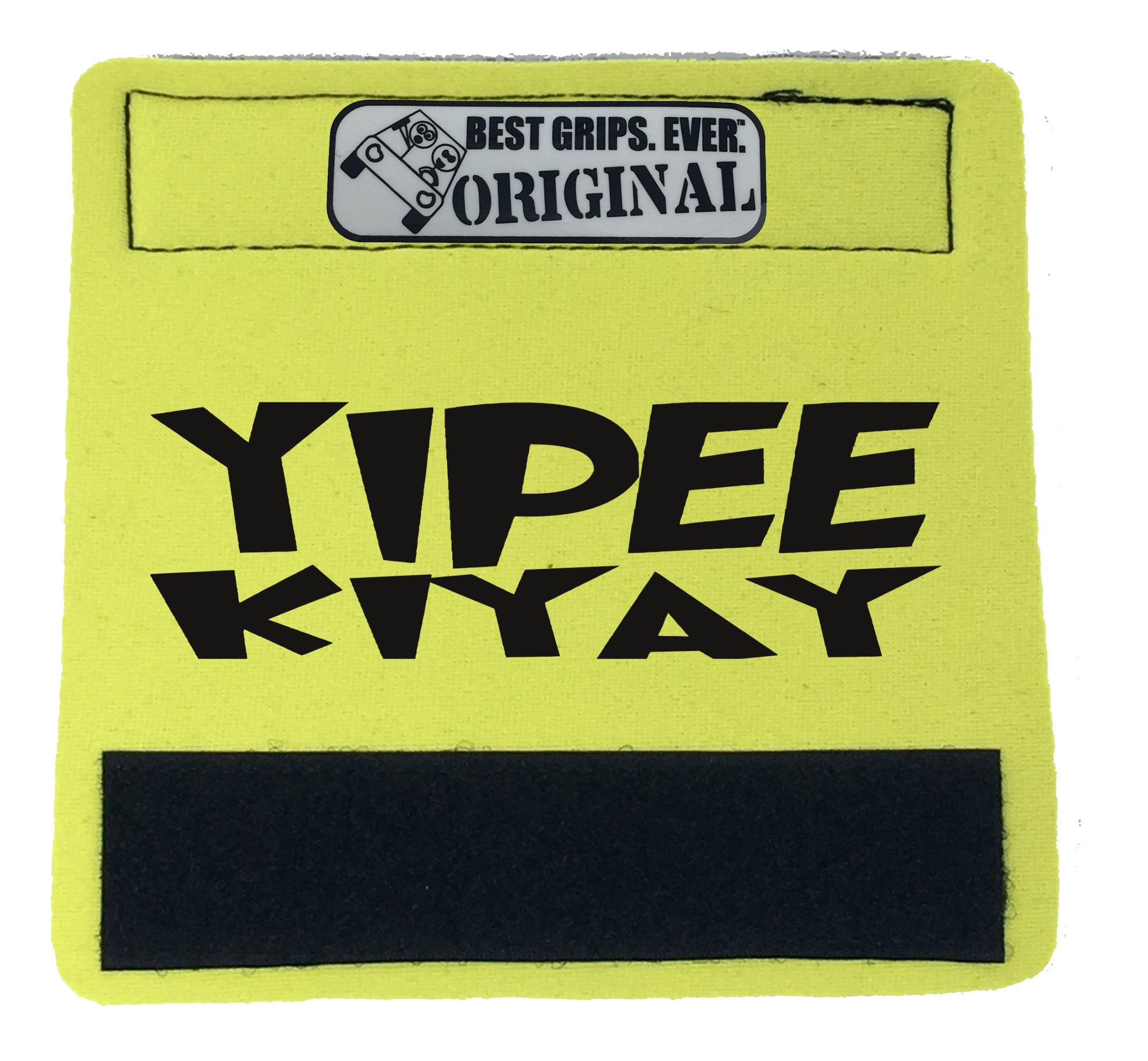 The YIPPIEKIYAY Grip featuring smooth artwork and a soft base, designed for comfort and style in any vehicle.