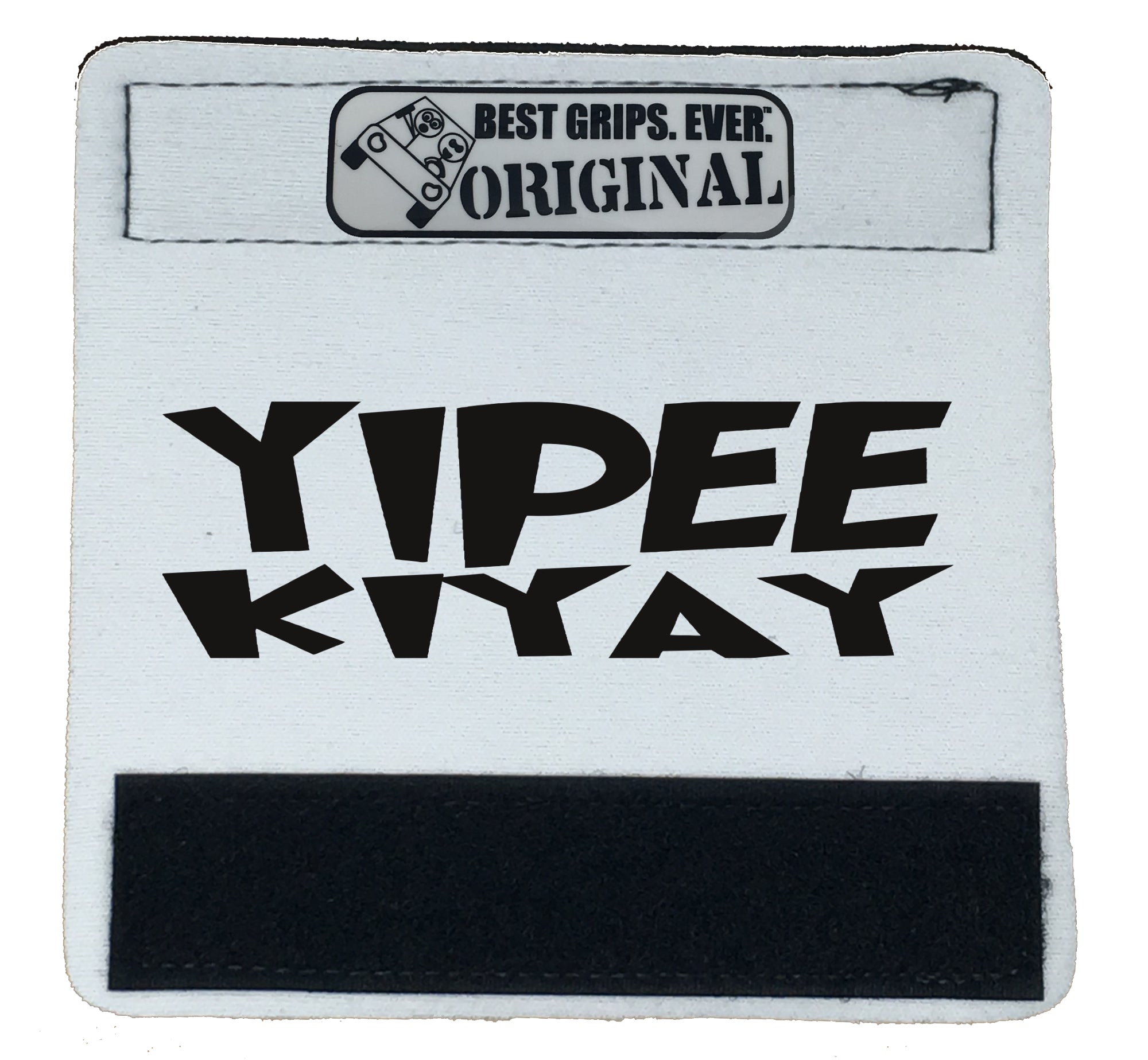 The YIPPIEKIYAY Grip featuring smooth artwork and a soft base, designed for comfort and style in any vehicle.