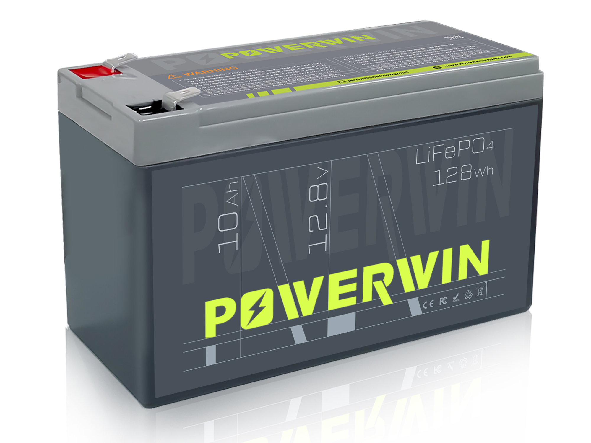 US POWERWIN BT10 12.8V 10Ah LiFePO4 Battery, lightweight and compact design for versatile applications.