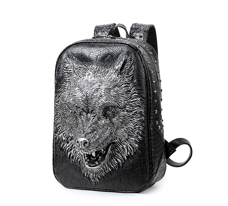 Main 3D Wolf Head Korean Edition Backpack image