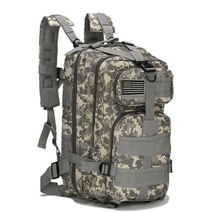 50L/30L Camo Military Bag featuring a durable waterproof design, adjustable straps, and Molle system for tactical use.