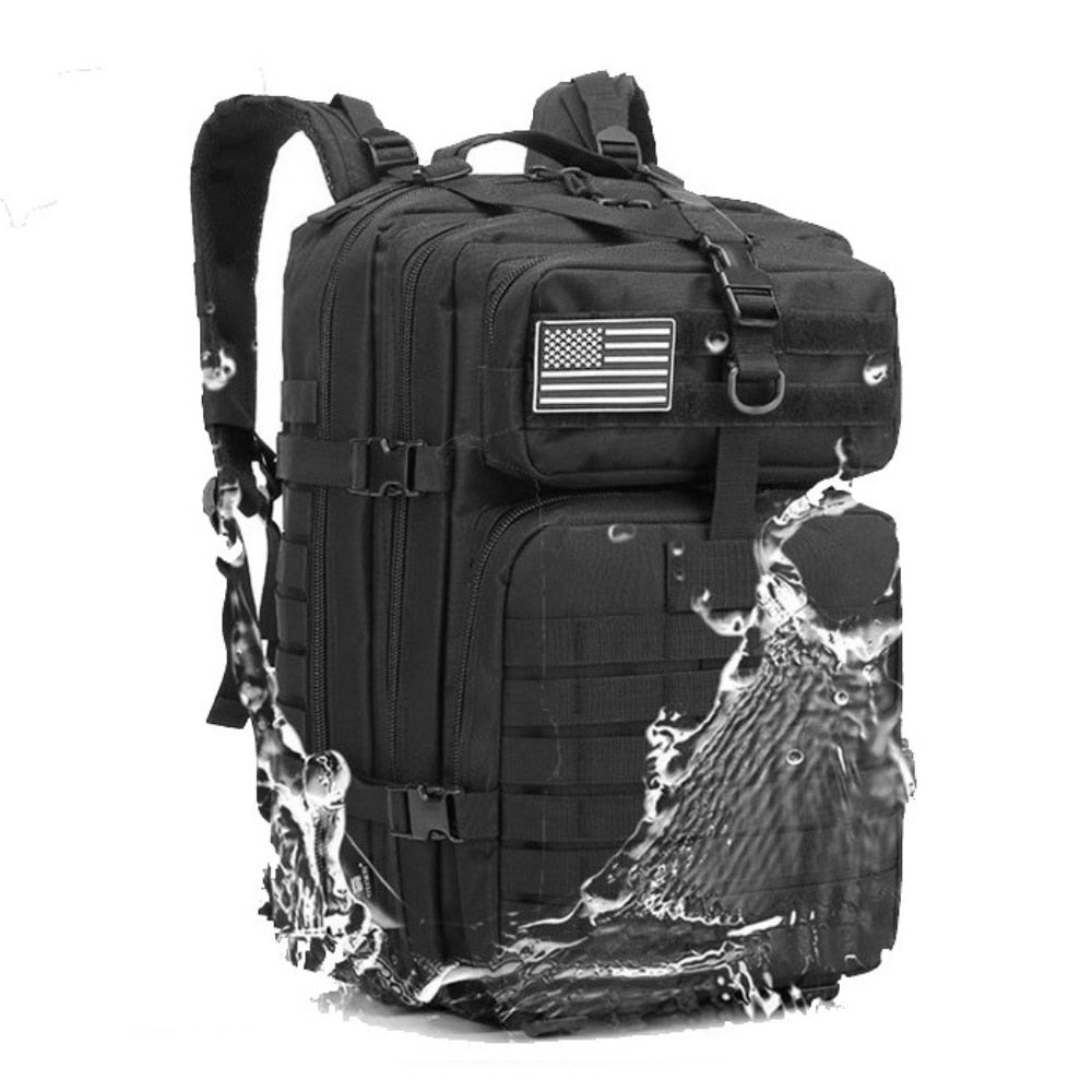 50L/30L Camo Military Bag featuring a durable waterproof design, adjustable straps, and Molle system for tactical use.