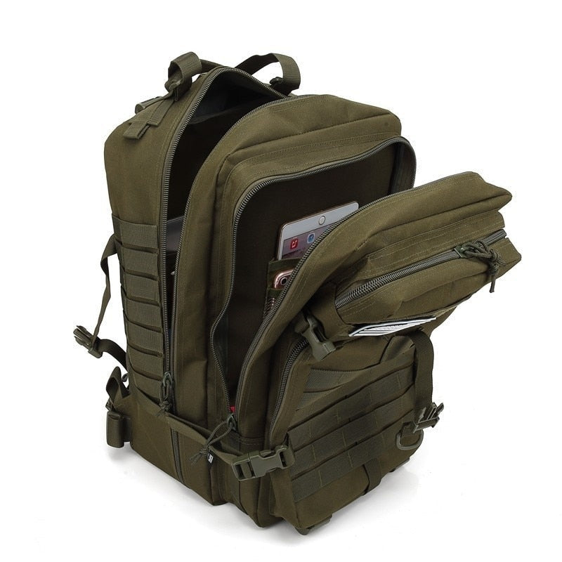 50L/30L Camo Military Bag featuring a durable waterproof design, adjustable straps, and Molle system for tactical use.