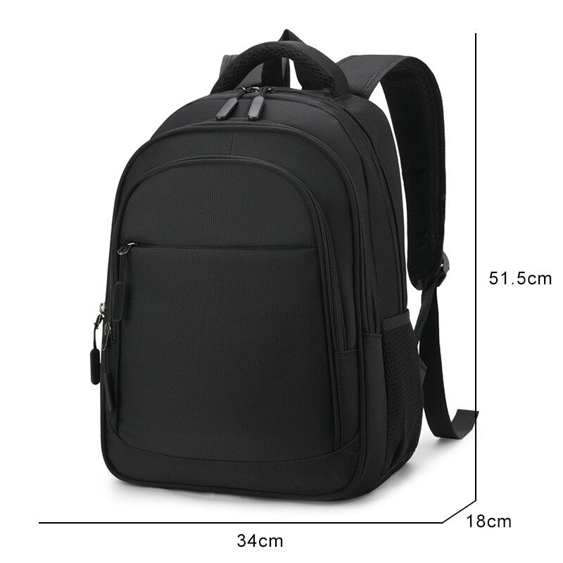 Luxury waterproof nylon backpack for men, designed for 15.6-inch laptops, featuring adjustable straps and multiple compartments.