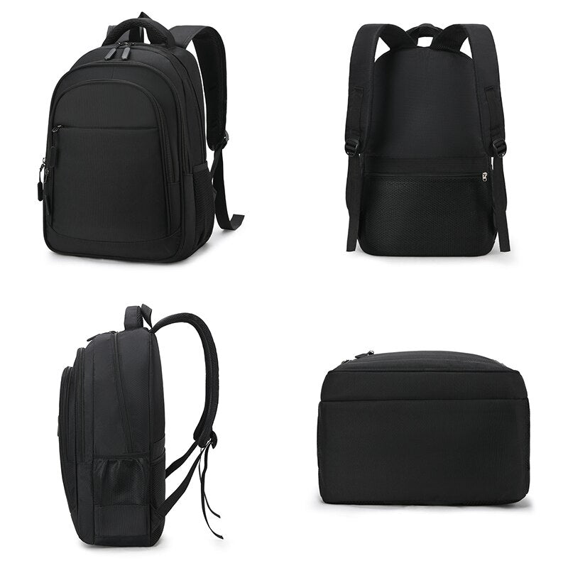 Luxury waterproof nylon backpack for men, designed for 15.6-inch laptops, featuring adjustable straps and multiple compartments.