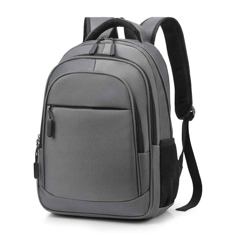 Luxury waterproof nylon backpack for men, designed for 15.6-inch laptops, featuring adjustable straps and multiple compartments.