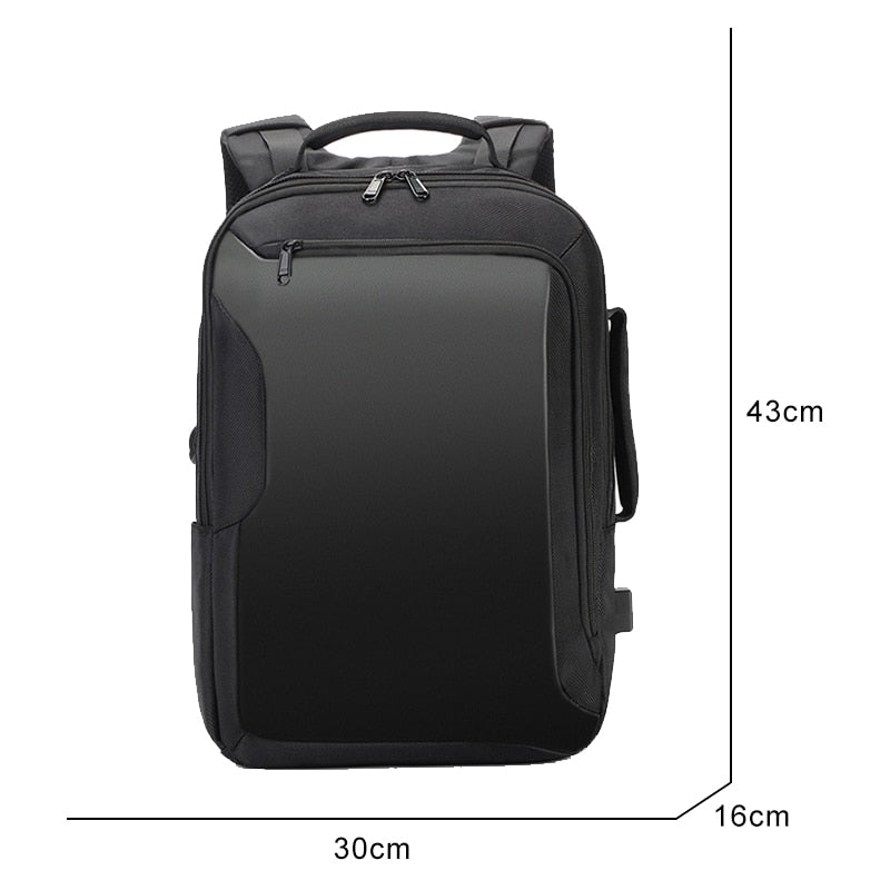 Stylish waterproof backpack for men, designed for laptops up to 15.6 inches, featuring USB charging port and anti-theft design.