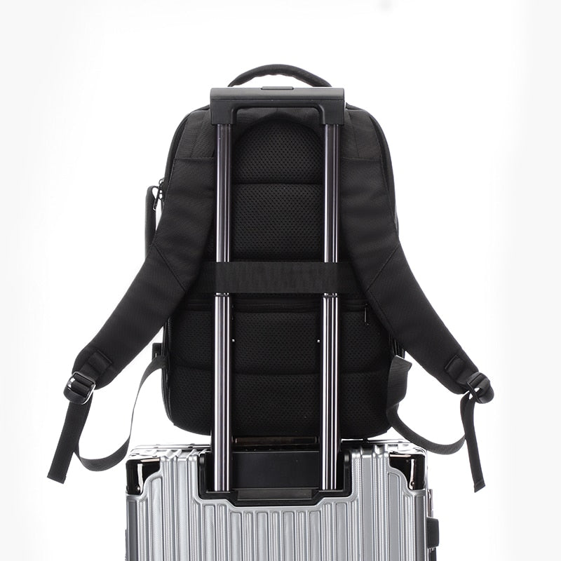 Stylish waterproof backpack for men, designed for laptops up to 15.6 inches, featuring USB charging port and anti-theft design.