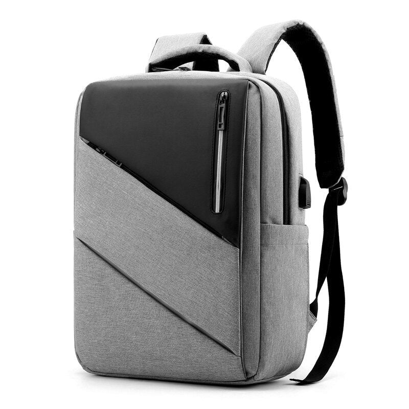 Luxury waterproof nylon backpack for men with USB charging port and multiple compartments, designed for style and functionality.