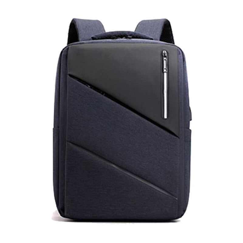 Luxury waterproof nylon backpack for men with USB charging port and multiple compartments, designed for style and functionality.