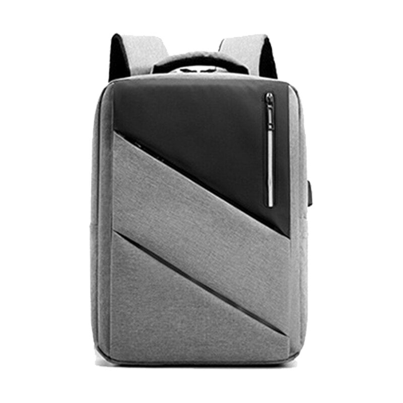 Luxury waterproof nylon backpack for men with USB charging port and multiple compartments, designed for style and functionality.