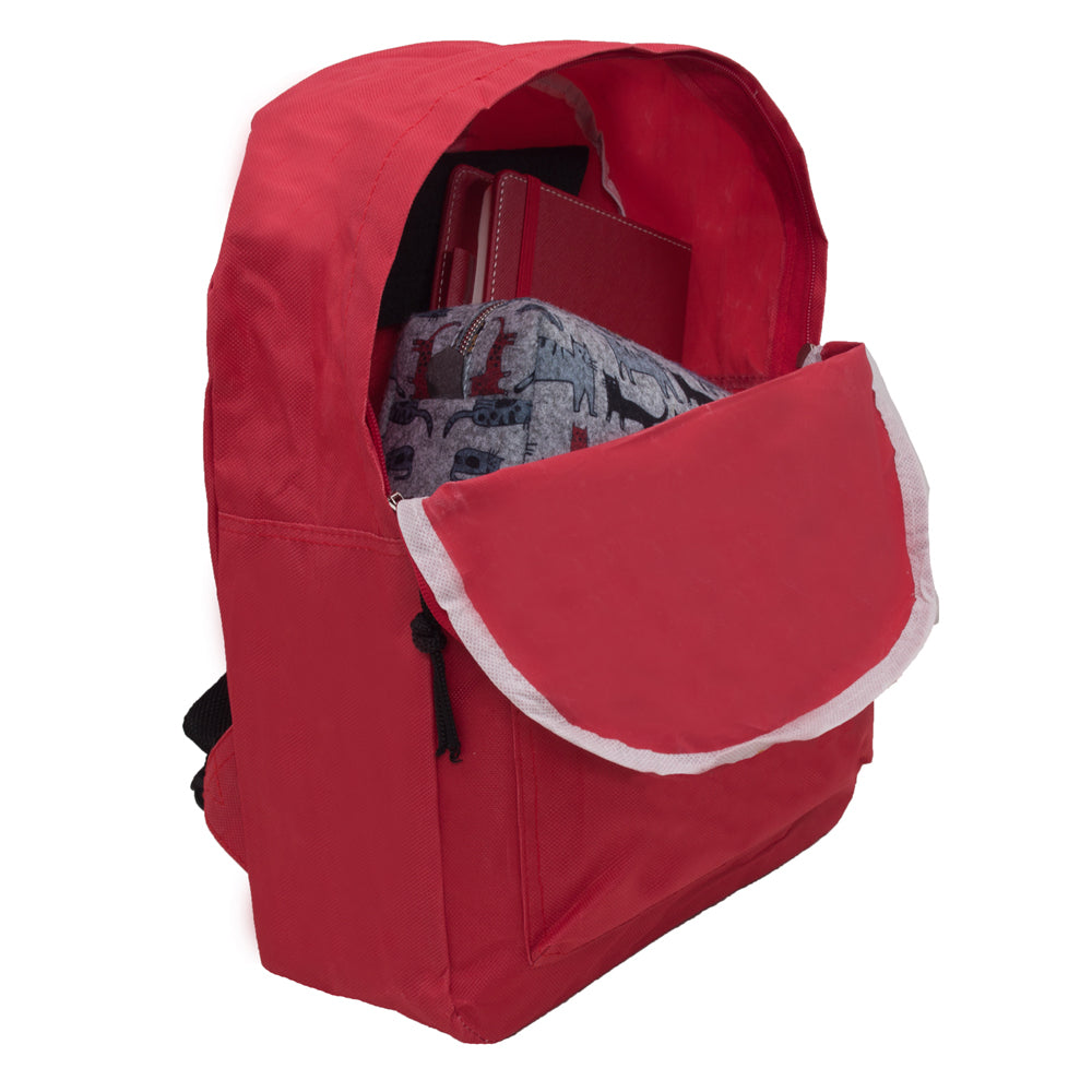 Biggdesign Cats Mini Rucksack in Rot, aus hochwertigem Polyester und Baumwolle, mit niedlichem Katzenmuster und ergonomischem Design.