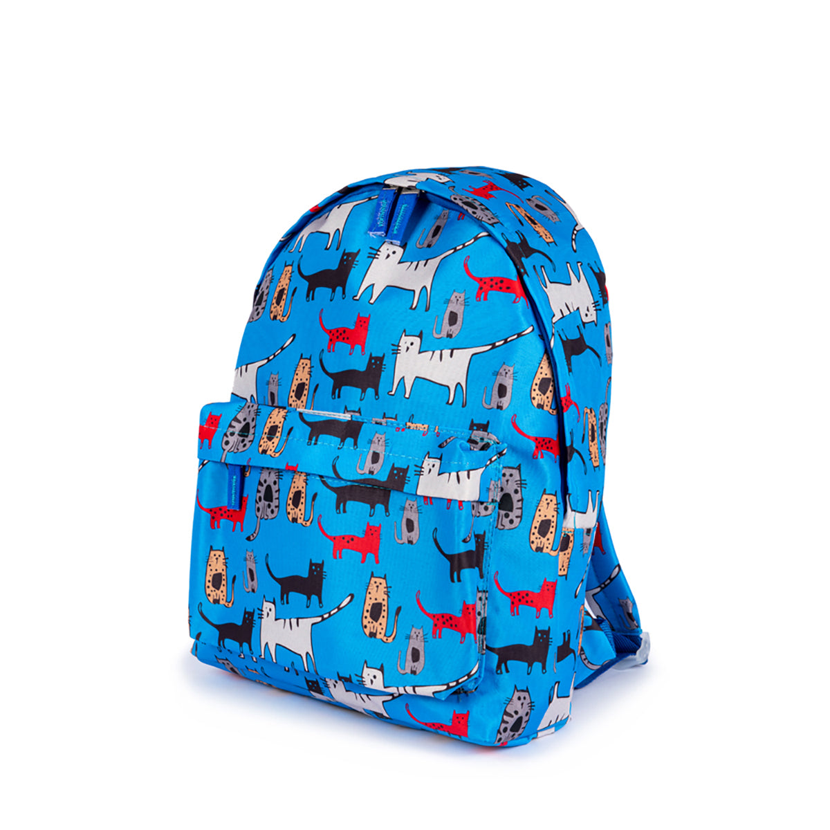 Biggdesign Cats Rucksack in Blau mit stilvollem Katzenmuster, ideal für Schule und Freizeit, aus hochwertigem, wasserdichtem Material gefertigt.