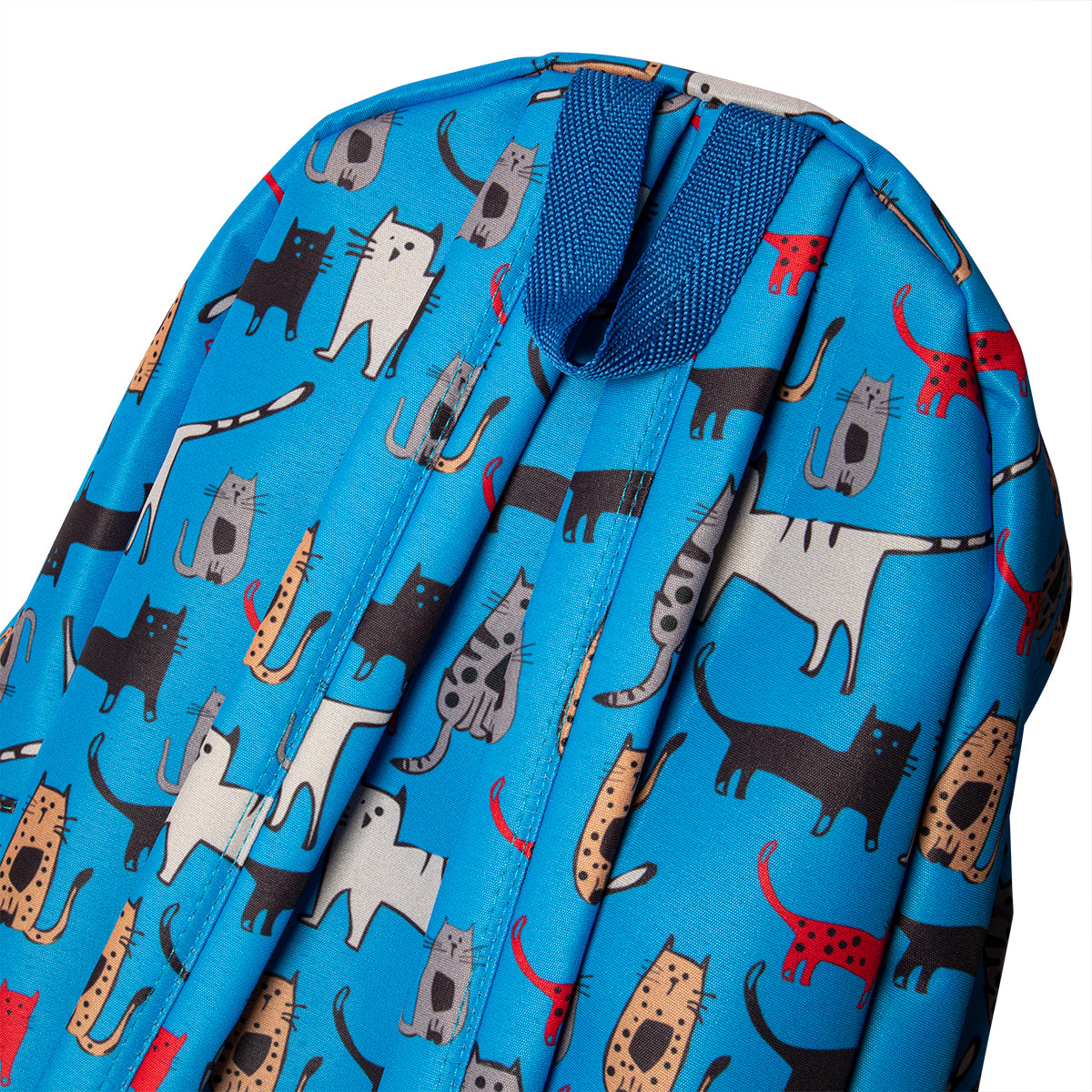 Biggdesign Cats Rucksack in Blau mit stilvollem Katzenmuster, ideal für Schule und Freizeit, aus hochwertigem, wasserdichtem Material gefertigt.