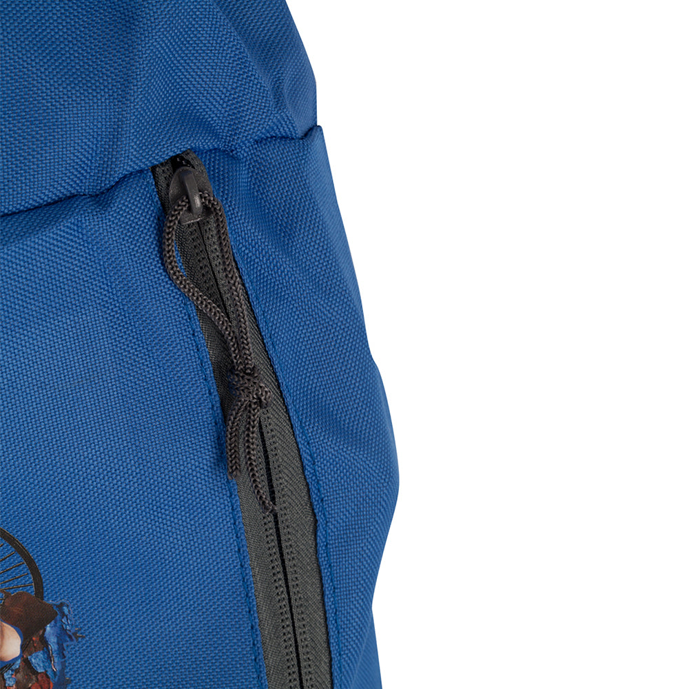 Biggdesign ''Natur'' Rucksack in Blau mit katzenthematischem Design auf rotem Polyesterstoff, ideal für Schule und Freizeit.