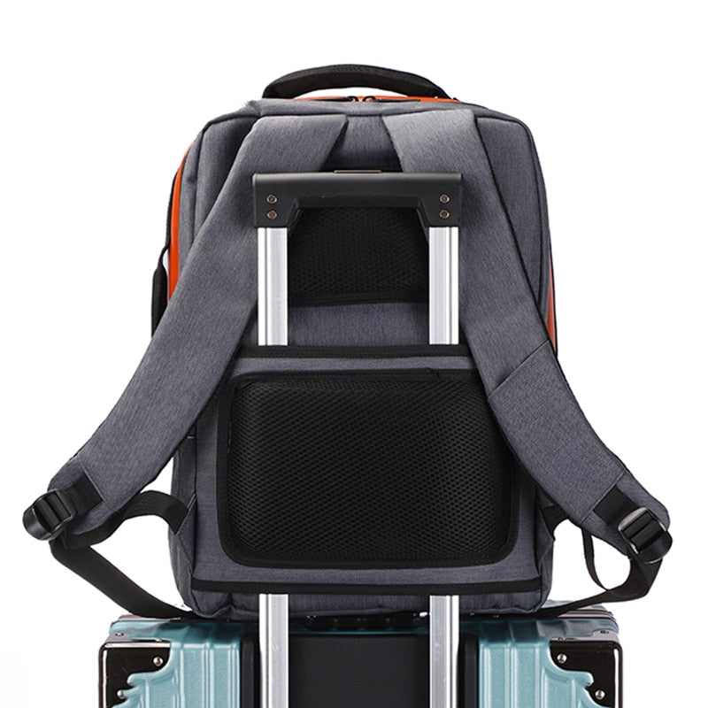 A stylish and functional Business Backpack for Men, featuring a large capacity, USB charging port, and multiple interior pockets for organization.