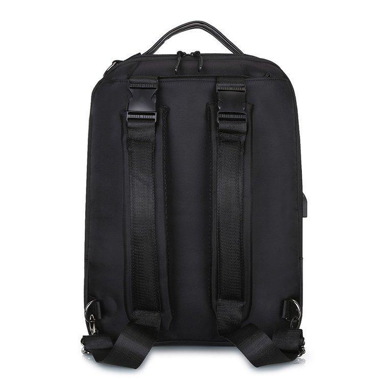 Business backpack for men featuring a USB charging port, made of waterproof Oxford cloth, with multiple compartments and air cushion straps.