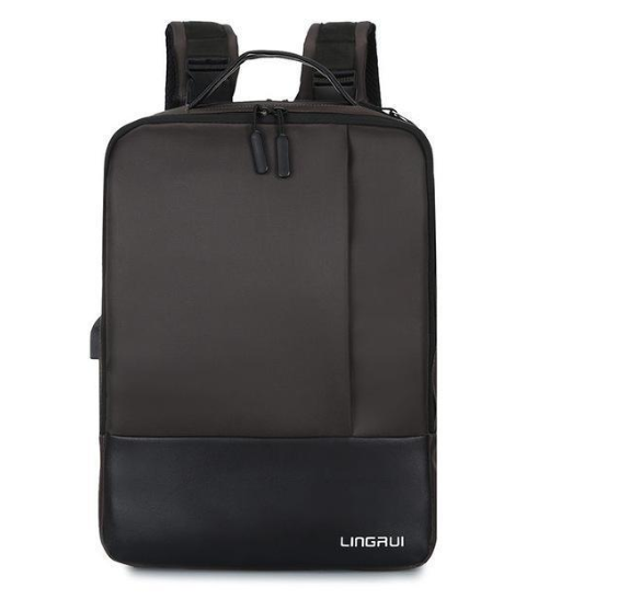 Business backpack for men featuring a USB charging port, made of waterproof Oxford cloth, with multiple compartments and air cushion straps.