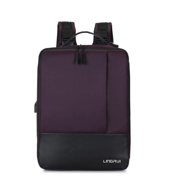 Business backpack for men featuring a USB charging port, made of waterproof Oxford cloth, with multiple compartments and air cushion straps.