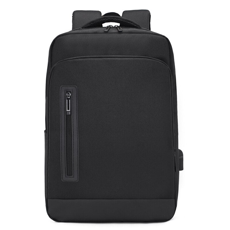 A multifunctional business backpack for men, featuring a USB charging port, waterproof Oxford material, and multiple interior pockets for organization.