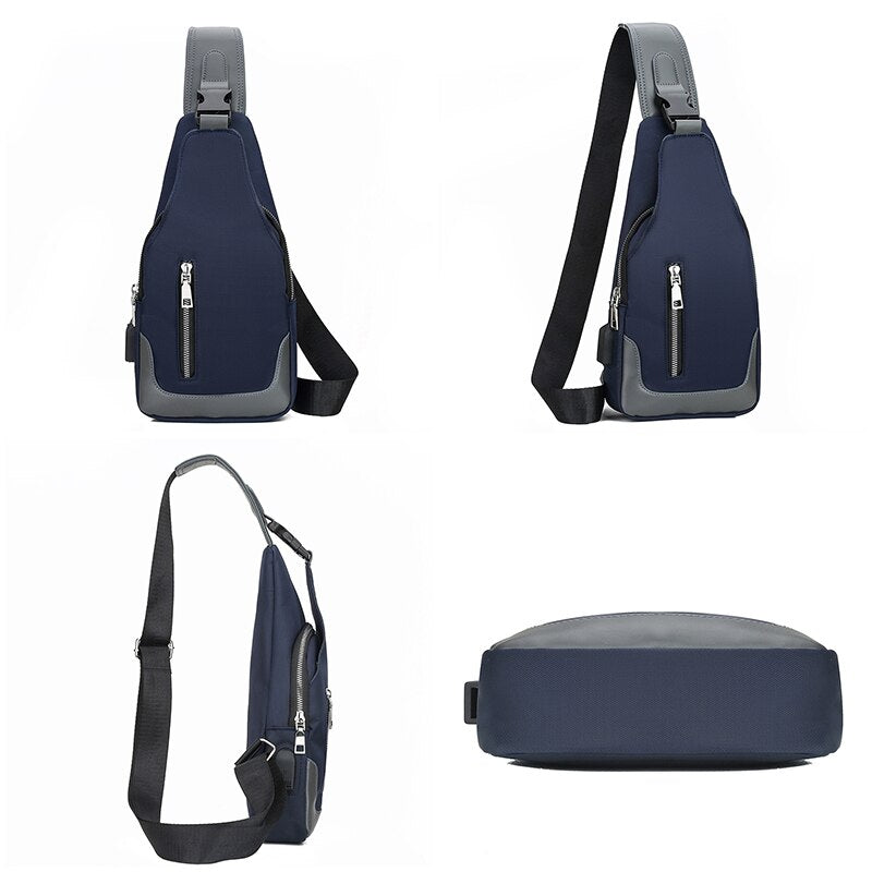 Business crossbody bag for men made of waterproof nylon, featuring multiple interior pockets and a casual design.